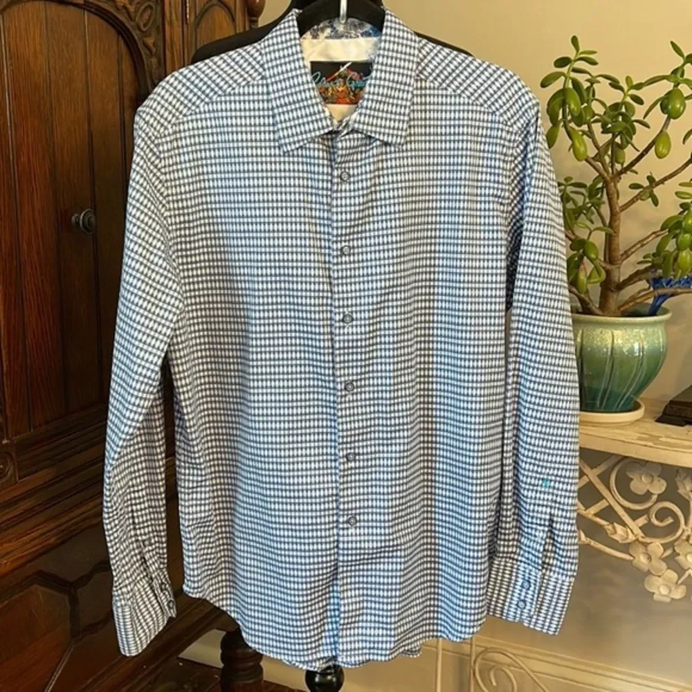 Robert‎ Graham Men's Button Down Blue Geometric Floral size M